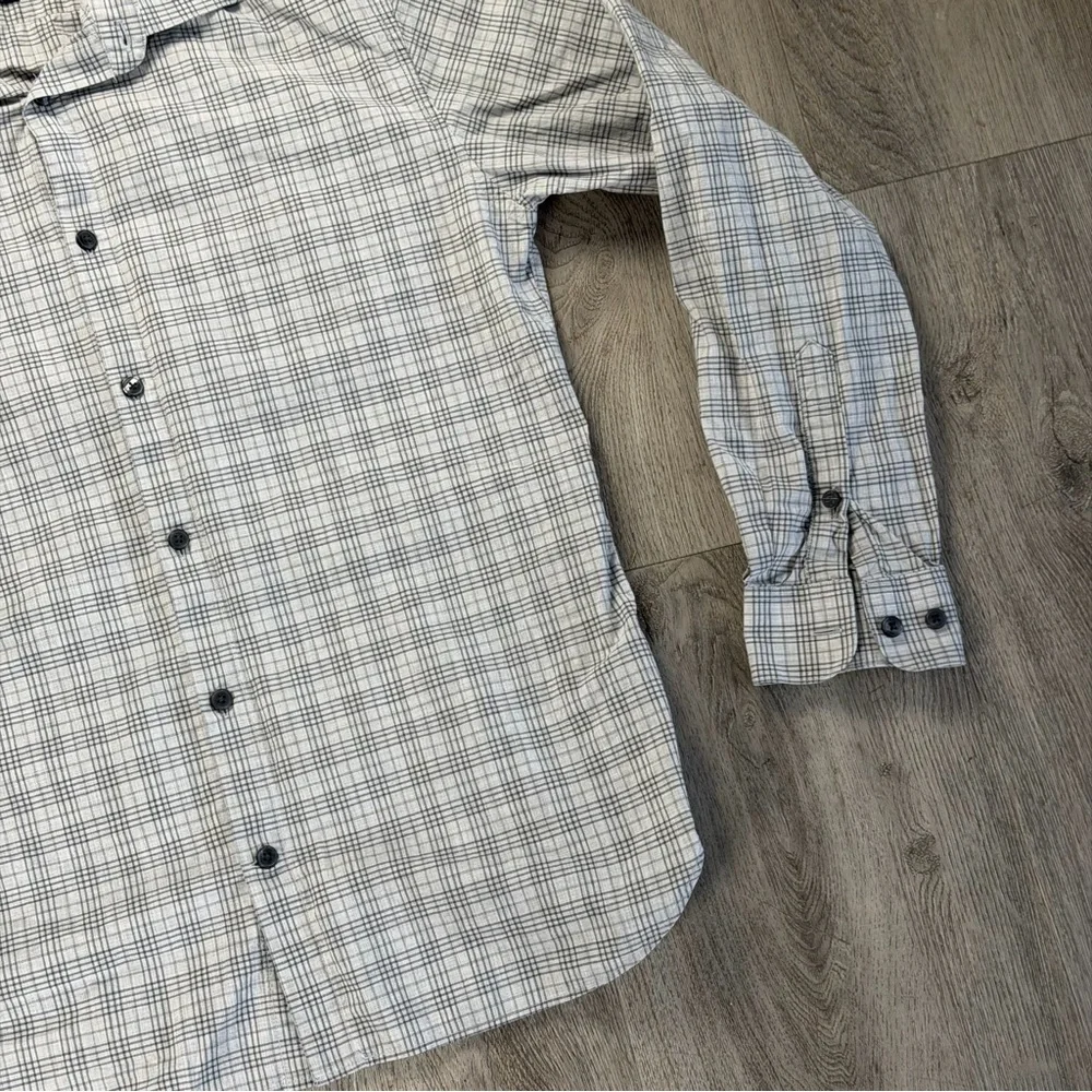John Varvatos U.S.A. Shirt Mens 15 32/33 Gray Plaid‎ Slim Fit Dress Long Sleeve